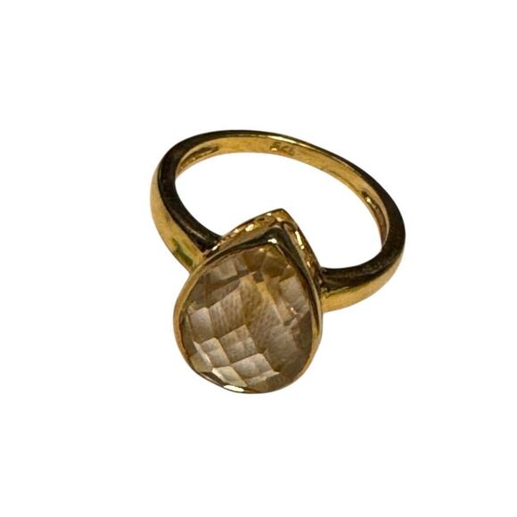 Elegant sterling Silver gold plated Teardrop Ring size 7 - Picture 8 of 8